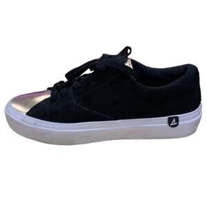 Sperry top sliders women’s  black and gold slip on sneakers size 6.5 like‎ new